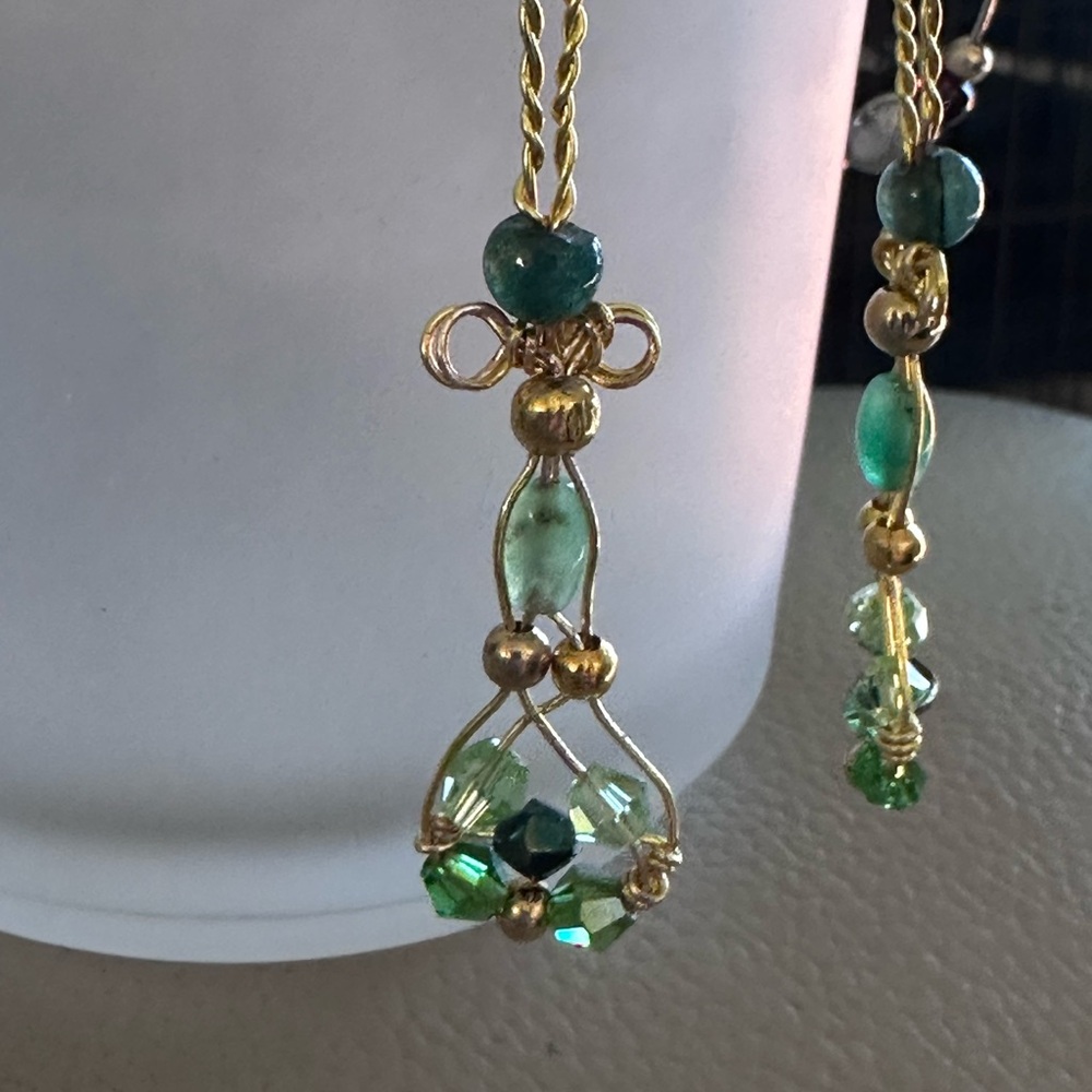 Chic Gold and Green Crystal Earrings